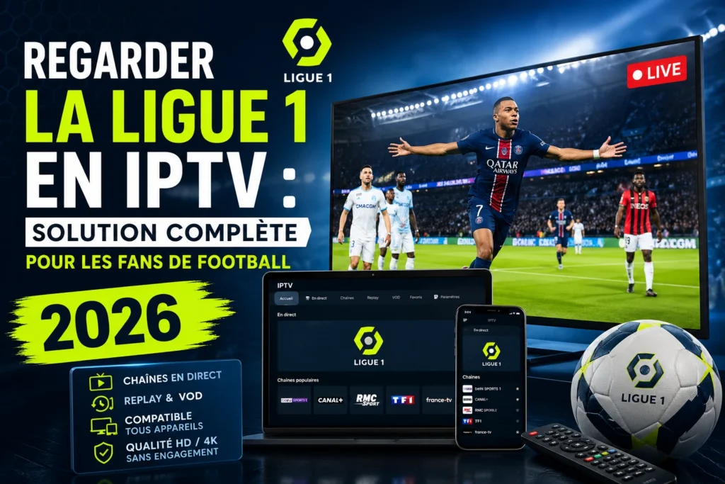 Supporters regardant un match de Ligue 1 sur Smart TV via regarder Ligue 1 IPTV en 4K
